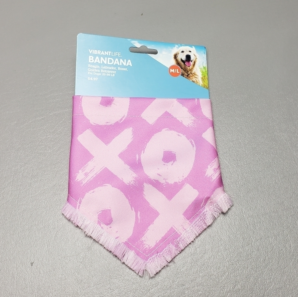 New vibrant life dog bandana size M/L 20-90 lbs pink XOXO
